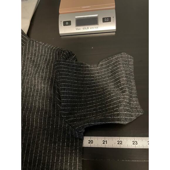 Zara Dress Womens Medium Gray Pinstripe Mock Neck Short Sleeve Pockets Stretch - Picture 6 of 8